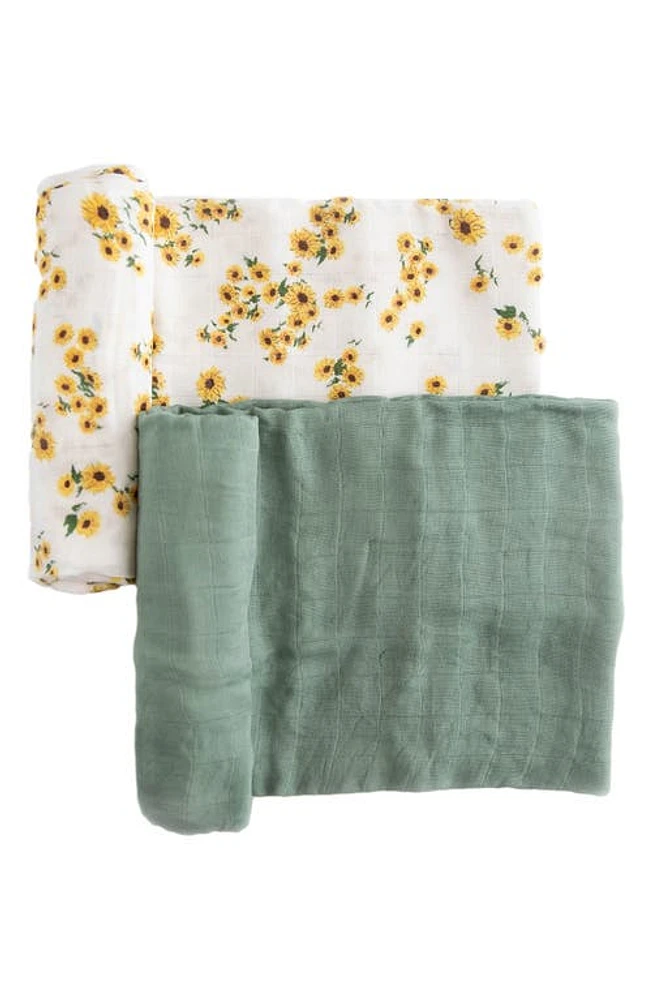 little unicorn 2-Pack Muslin Swaddle Blanket in Ditsy Sunflower at Nordstrom