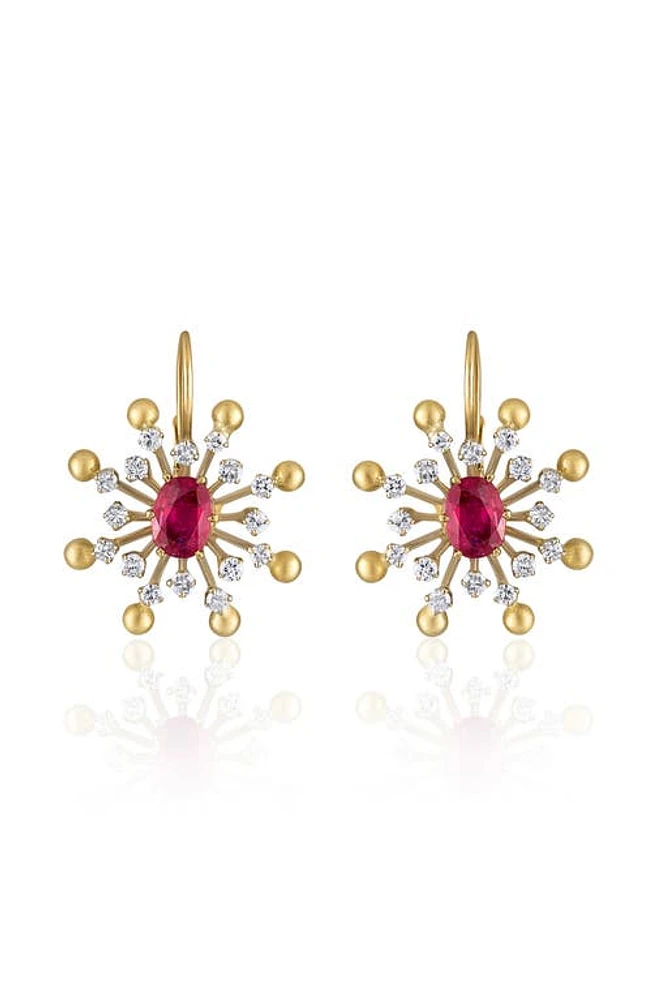 Mindi Mond Diamond & Ruby Spike Drop Earrings in 18Kyg at Nordstrom