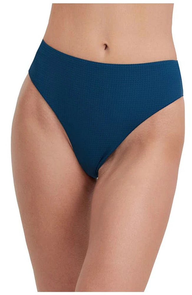 Au Naturel by Gottex Solid Textured high leg waist swim bottom Teal at Nordstrom,