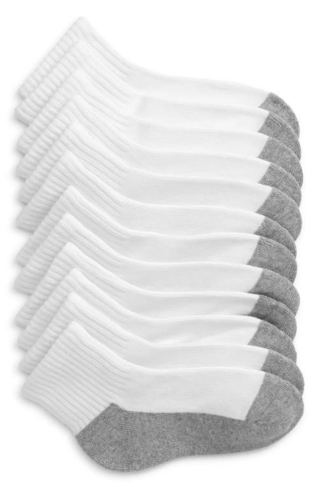 Nordstrom Kids' 6-Pack Active Quarter Socks White/grey at Nordstrom,