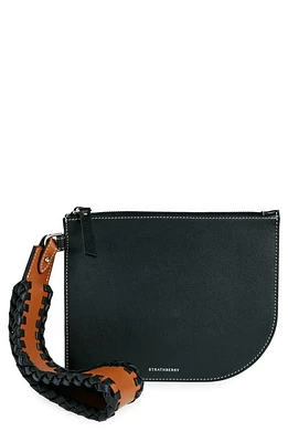 Strathberry x Collagerie Leather Wristlet Pouch in Black/Chestnut at Nordstrom