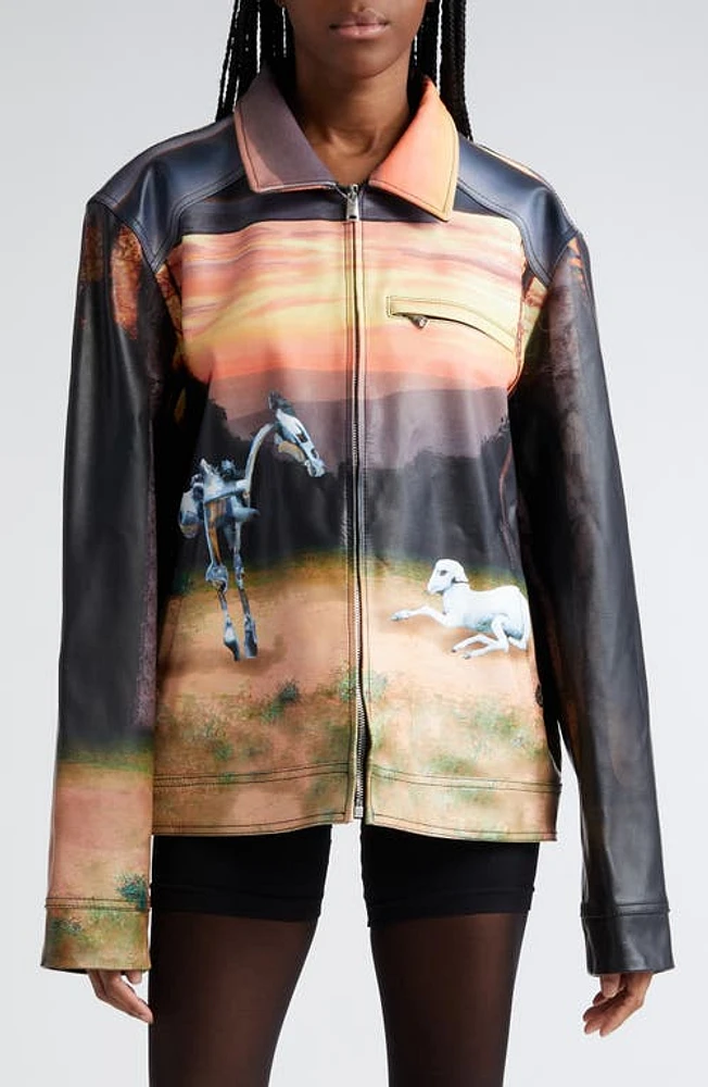 Coperni DALL-E Print Faux Leather Jacket in Sunset at Nordstrom, Size 10 Us