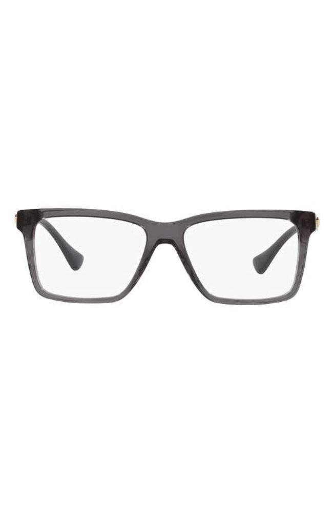 Versace 56mm Rectangular Optical Glasses in Transparent Grey at Nordstrom