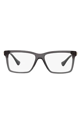 Versace 56mm Rectangular Optical Glasses in Transparent Grey at Nordstrom