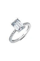 Crislu Emerald Cut Cubic Zirconia Solitaire Ring in Platinum at Nordstrom, Size 7