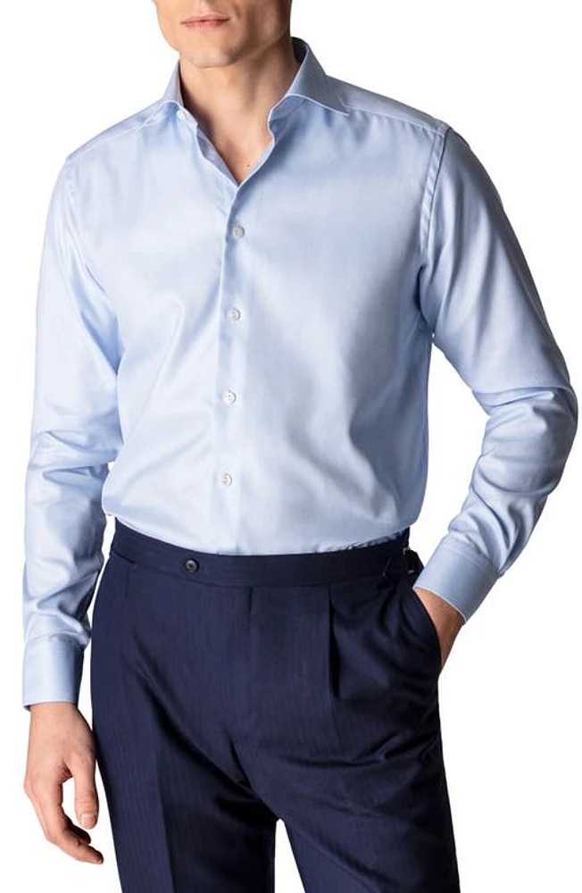 Eton Slim Fit Cotton Twill Shirt in Blue at Nordstrom, Size 18.5