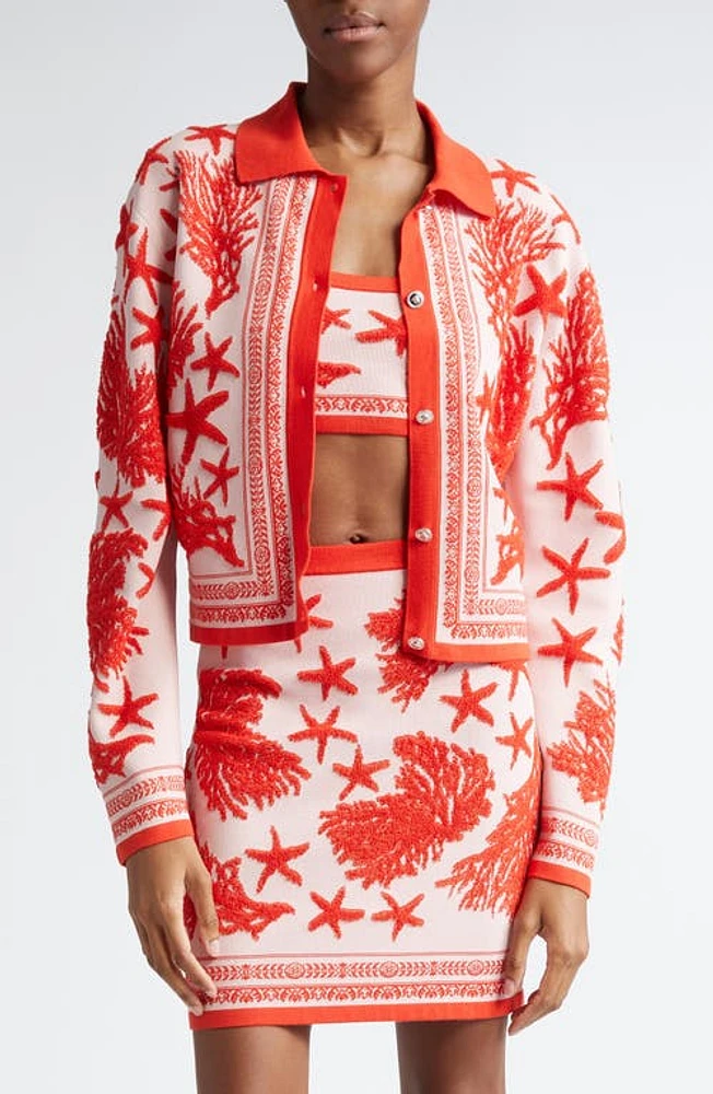 Versace Ocean Jacquard Cardigan Dusty Rose at Nordstrom, Us