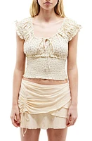 BDG Urban Outfitters Nova U-Neck Smocked Waist Cotton Top at Nordstrom,