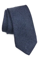 Ralph Lauren Purple Label Herringbone Woven Linen & Silk Tie in Spring Navy at Nordstrom