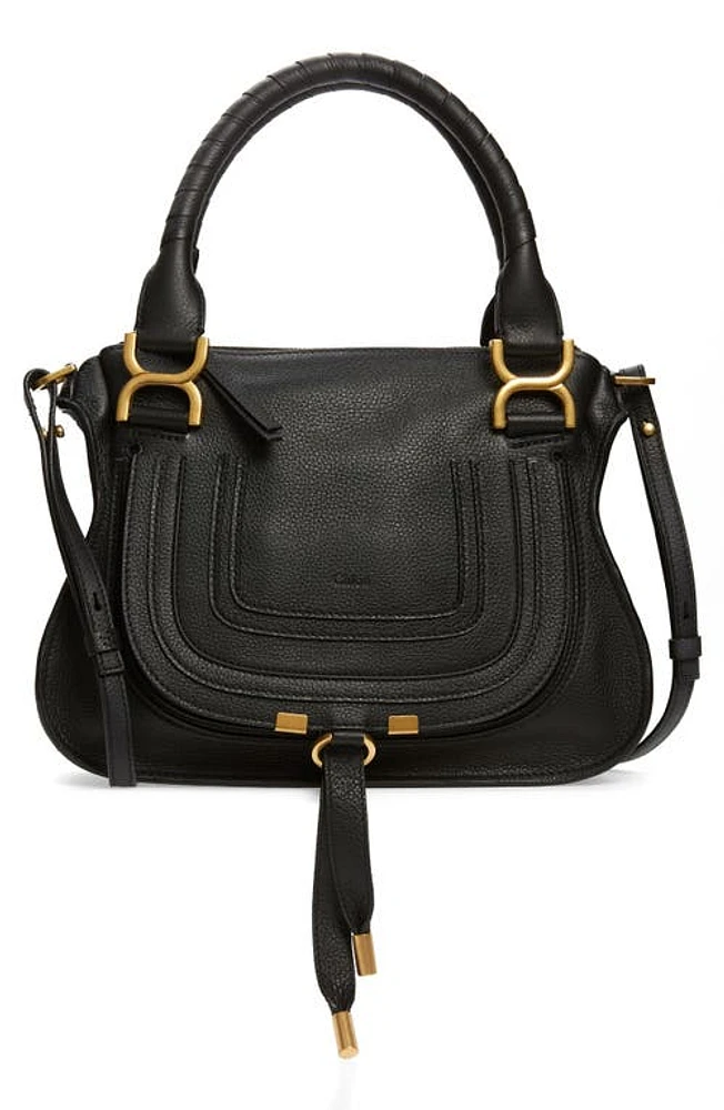 Chloé Small Marcie Leather Satchel in Black at Nordstrom