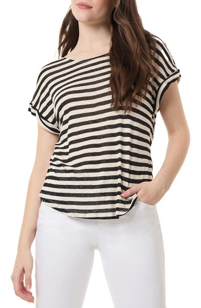 Jones New York Stripe Cuff Sleeve T-Shirt Black Multi at Nordstrom,