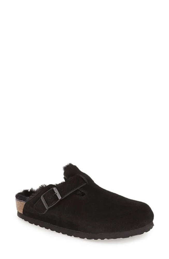 Birkenstock Boston Genuine Shearling Lined Clog Black at Nordstrom