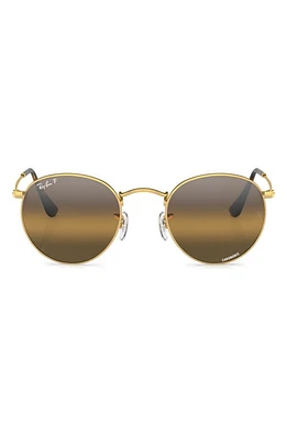 Ray-Ban 50mm Round Polarized Sunglasses in Gold Flash at Nordstrom