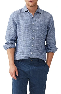 Rodd & Gunn Bendrose Sports Fit Diamond Jacquard Linen Button-Up Shirt Bluestone at Nordstrom,