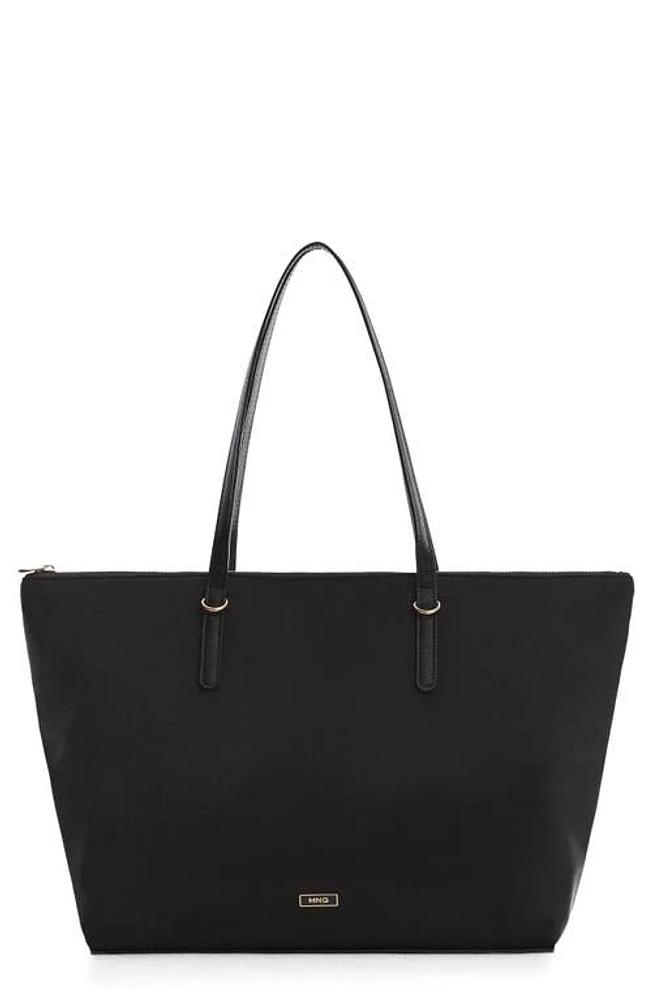 MANGO Recycled Polyester Shopper in Black at Nordstrom