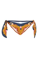 Zimmermann Acadian Side Tie Bikini Bottoms in Navy Paisley at Nordstrom, Size 2