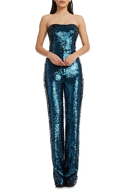 Dress the Population Andy Strapless Jumpsuit Deep Teal at Nordstrom,