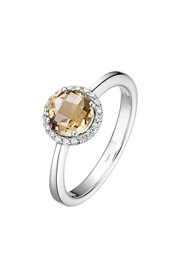 Lafonn Birthstone Halo Ring in November Citrine /Silver at Nordstrom, Size 6