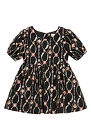 Peek Essentials Infinity Vine Puff Sleeve Dress Black Print at Nordstrom,