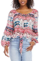 Karen Kane Printed Tie Front Top at Nordstrom, Size X-Large P