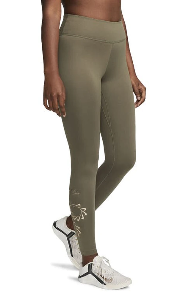 Nike Therma-FIT One Graphic Training Leggings in Medium Olive/Black at Nordstrom, Size X-Small