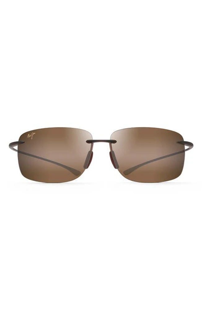 Maui Jim Hema 62mm Polarized Rectangular Sunglasses in Matte Rootbeer at Nordstrom