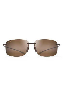 Maui Jim Hema 62mm Polarized Rectangular Sunglasses in Matte Rootbeer at Nordstrom