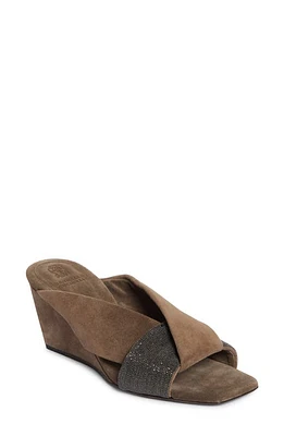 Brunello Cucinelli Woven Monili Wedge Sandal Medium Brown at Nordstrom,