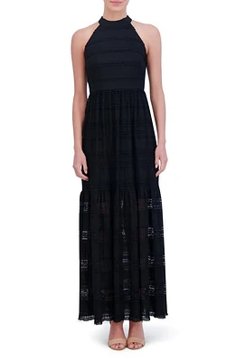 Eliza J Lace Inset Maxi Dress Black at Nordstrom,