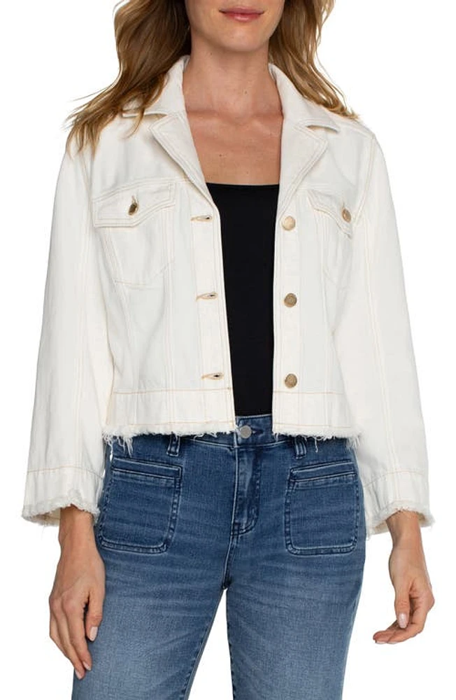 Liverpool Los Angeles Frayed Hem Denim Jacket Antique Ecru at Nordstrom,