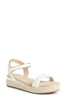 Yosi Samra Kids' Miss April Ankle Strap Espadrille Platform Wedge Sandal White/Gold at Nordstrom, M