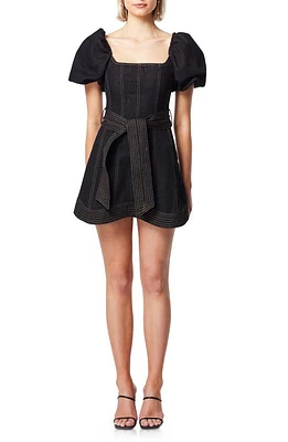 Elliatt Adriatic Topstitch Detail Denim Minidress Black at Nordstrom,