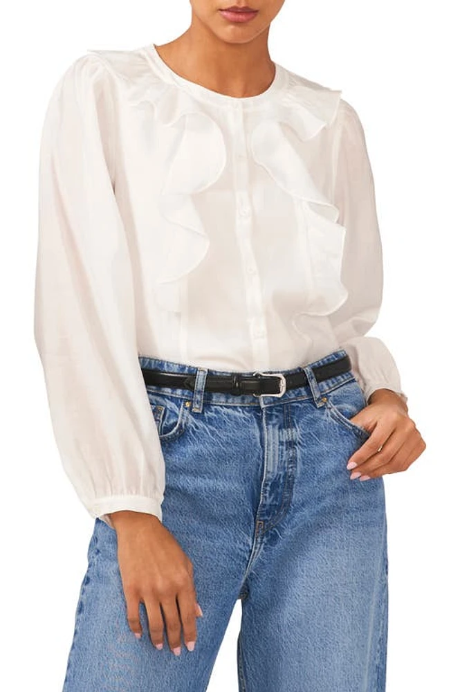 1.STATE Ruffle Trim Shirt New Ivory at Nordstrom,