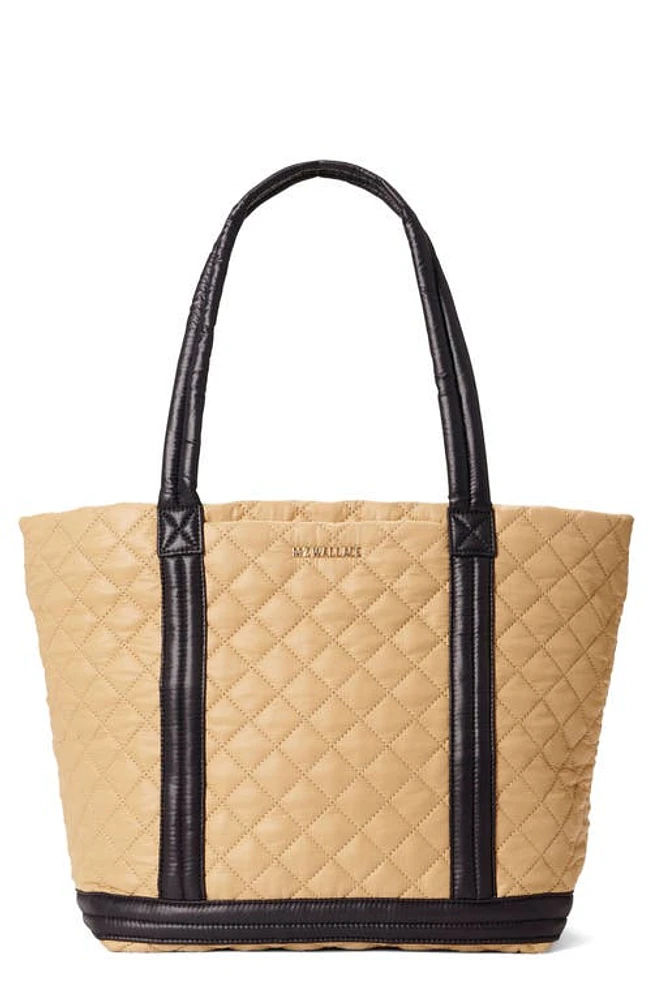 MZ Wallace Medium Quilted Nylon Empire Tote in Camel And Black at Nordstrom