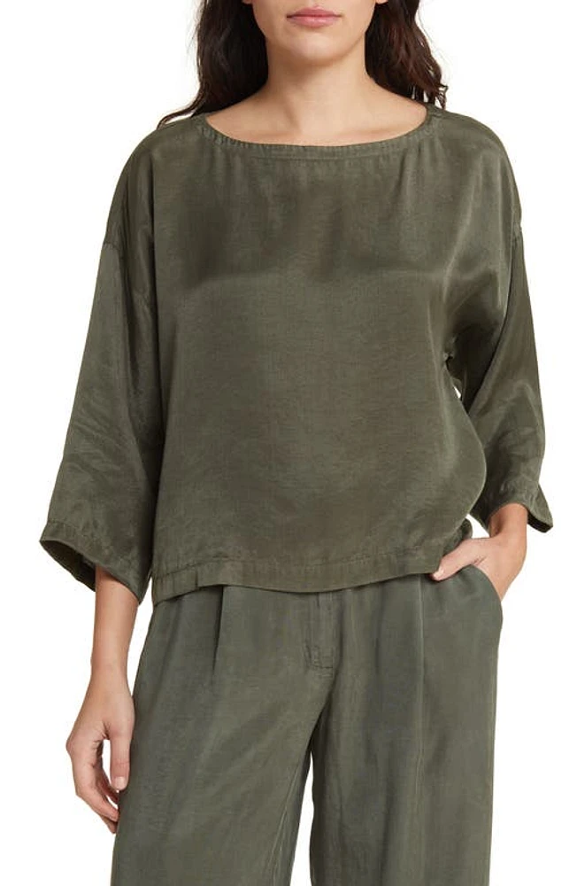 Eileen Fisher Boxy Bateau Neck Top Grove at Nordstrom,