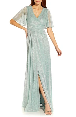 Adrianna Papell Metallic Mesh Drape Gown at Nordstrom,