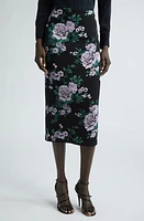 Carolina Herrera Floral Silk Blend Midi Sweater Skirt Black Multi at Nordstrom,