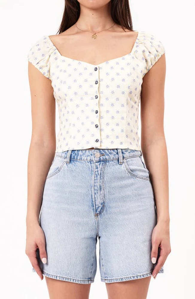 Rolla's Emmy Floral Print Crop Top Cream at Nordstrom,