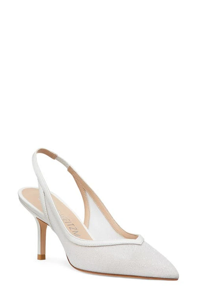 Stuart Weitzman Eva 75 Pointed Toe Slingback Pump White. at Nordstrom,