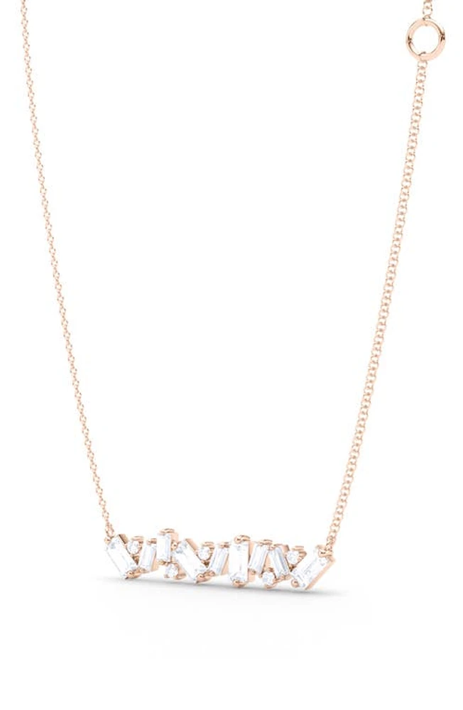 HauteCarat Baguette & Round Lab Created Diamond Pendant Necklace in 18K Rose Gold at Nordstrom