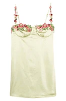 Speechless Floral Embroidery Satin Dress Kiwi at Nordstrom,