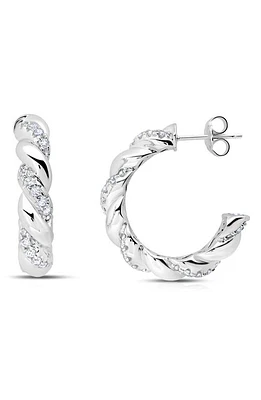 Crislu Twisted Hoop Earrings in Platinum at Nordstrom