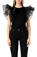 Endless Rose Organza Ruffle Sleeve Top at Nordstrom,