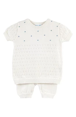 Feltman Brothers Kids' Pointelle Knit Short Sleeve Sweater & Pants Ivory at Nordstrom,