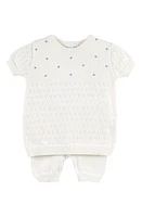 Feltman Brothers Kids' Pointelle Knit Short Sleeve Sweater & Pants Ivory at Nordstrom,