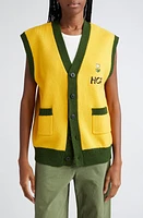 HOUSE OF AAMA Maroon Day Camp Embroidered Wool Sweater Vest Yellow/Green at Nordstrom,