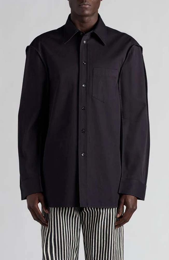 Bottega Veneta Cotton Twill Button-Up Shirt Dark Night at Nordstrom, Us