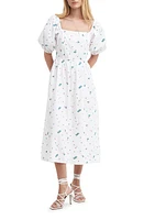 Barbour Fairacre Embroidered Floral Cutout Cotton Poplin Midi Dress White Multi at Nordstrom, Us