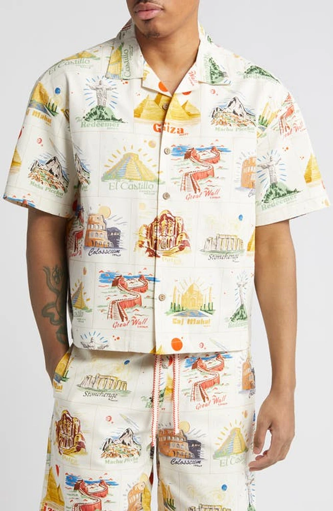 Billionaire Boys Club Globe Trotter Camp Shirt Gardenia at Nordstrom,