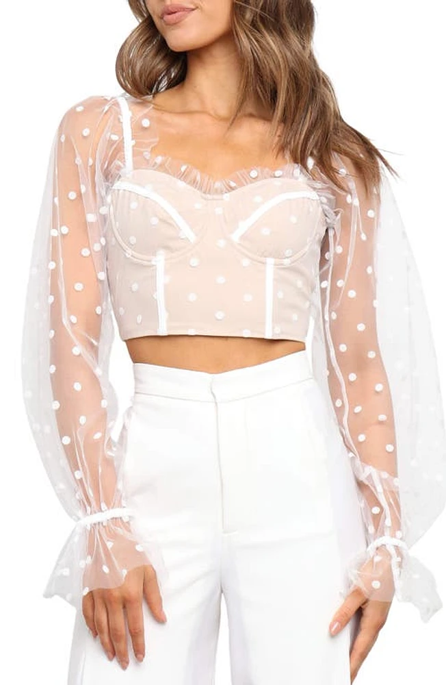 Petal & Pup Varinka Long Sleeve Crop Top White at Nordstrom,